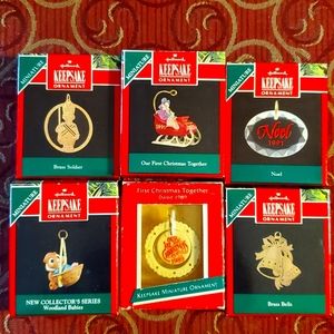 Bundle of 6 Vintage Hallmark Keepsake Miniature Ornaments